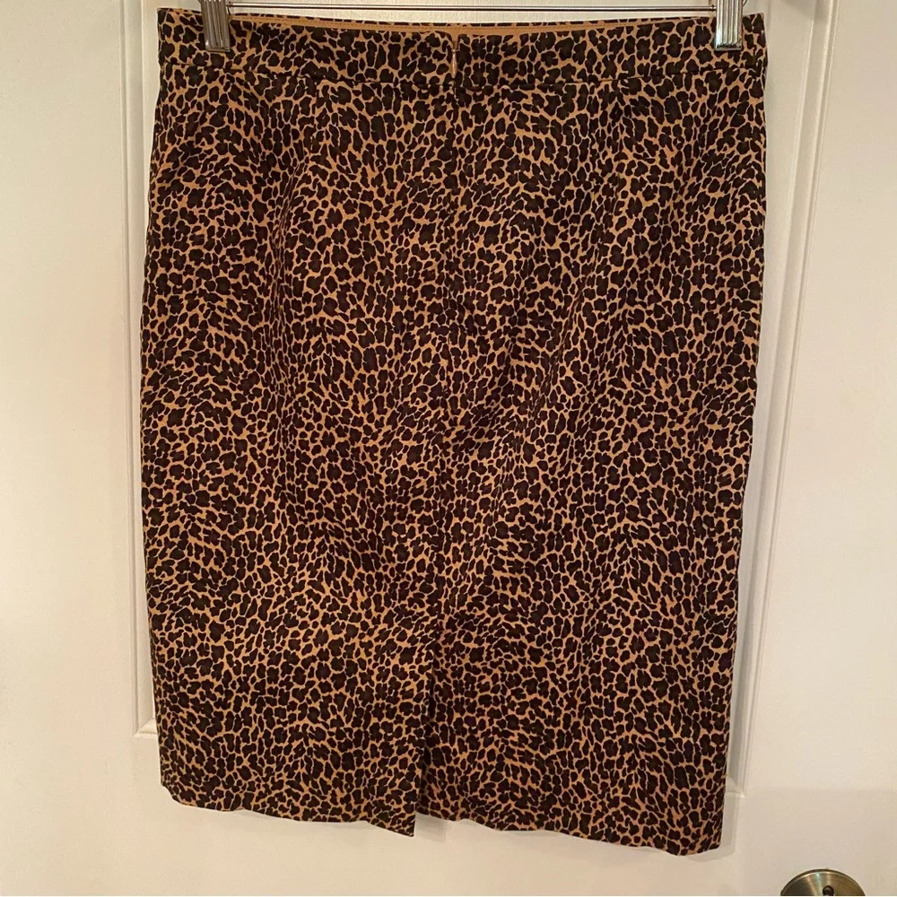 J. CREW SKIRT PENCIL STRAIGHT TAN BROWN BLACK LEOPARD ANIMAL PRINT SIZE 4